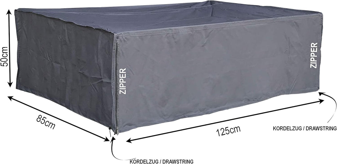 QUICK STAR Gitterbox Abdeckung 125x85x50cm Grau Schutzhaube Abdeckplane Staubschutz Palettenmöbel