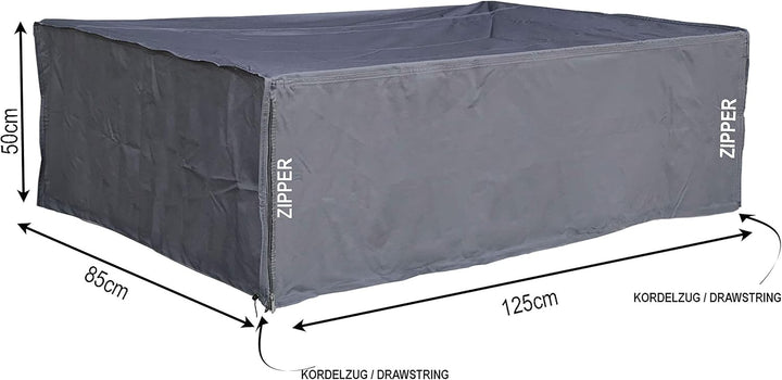 QUICK STAR Gitterbox Abdeckung 125x85x50cm Grau Schutzhaube Abdeckplane Staubschutz Palettenmöbel