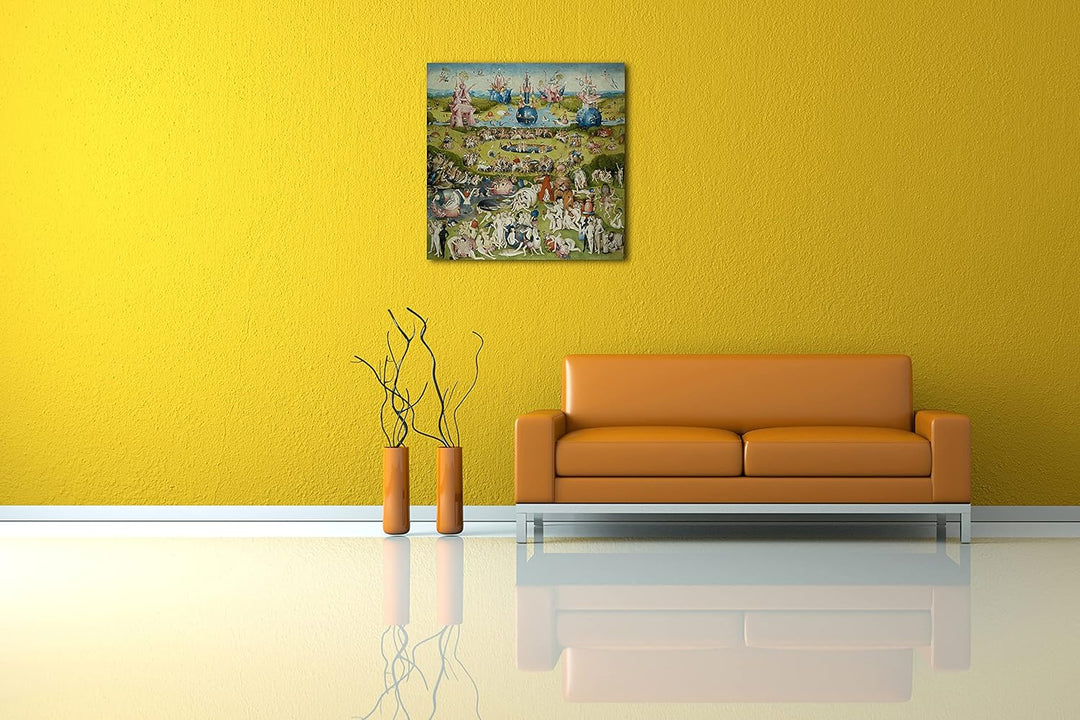 Printed Paintings Leinwand (70x70cm): Hieronymus Bosch - Der Garten der Lüste (1490/1510) - Mittlere