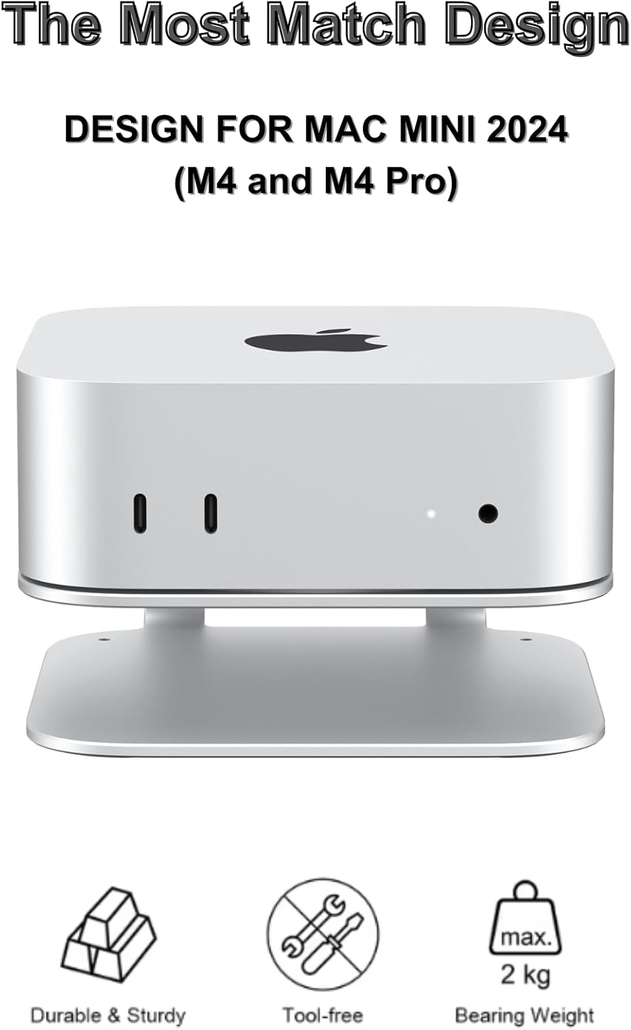 Mac mini M4 Ständer, Aluminium-Halterung für 2024 Mac mini M4 und M4 Pro, integrierte Kühlung, Zugri