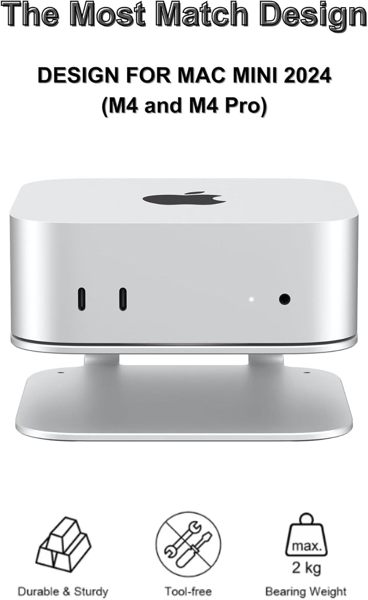 Mac mini M4 Ständer, Aluminium-Halterung für 2024 Mac mini M4 und M4 Pro, integrierte Kühlung, Zugri