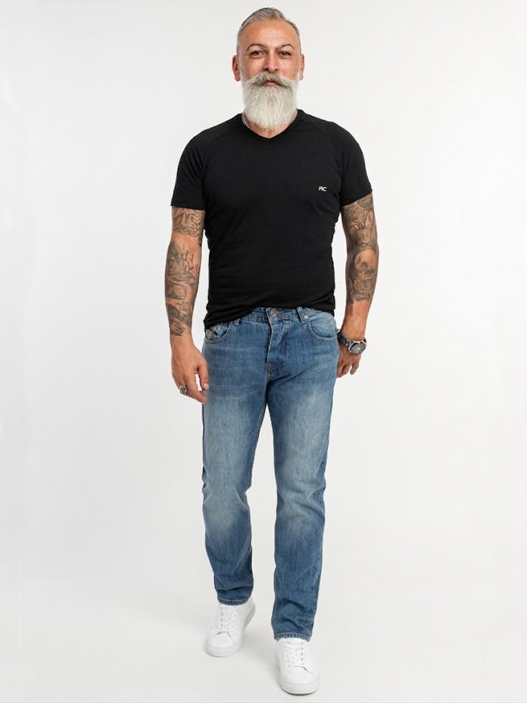 Rock Creek Herren Jeans Hose Denim Blau Straight-Cut Gerades Bein RC-2091 29W / 30L Blau - Rc-3119,