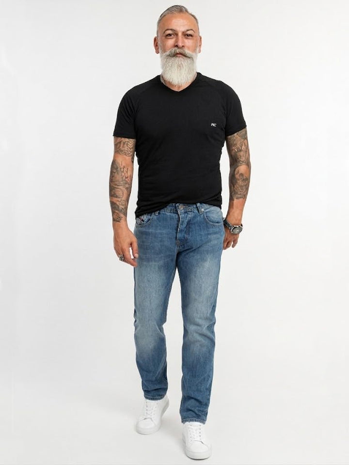 Rock Creek Herren Jeans Hose Denim Blau Straight-Cut Gerades Bein RC-2091 29W / 30L Blau - Rc-3119,