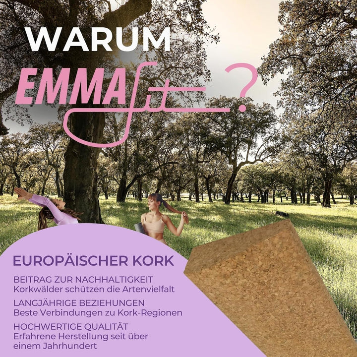 EMMAfit Kork Yoga Keil lang I 600 x 90 x 30mm I hochwertige Handstandplatte aus Kork für Yoga-Übunge