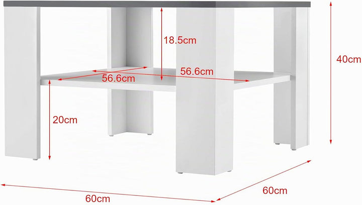 [en.casa] Couchtisch Aachen Beistelltisch 60x60x40 cm Wohnzimmertisch mit Ablage Sofatisch Kaffeetis