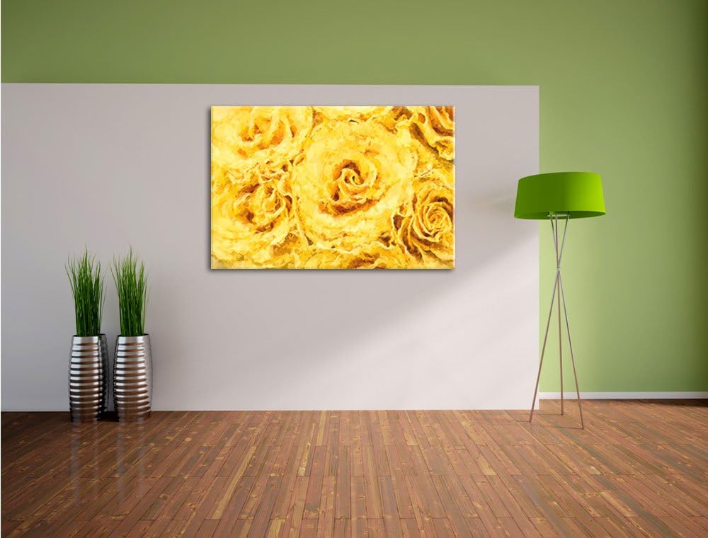 Pixxprint gelbe Rosen als Leinwandbild/Grösse: 100x70 cm/Wandbild/Kunstdruck/fertig bespannt, 100x70