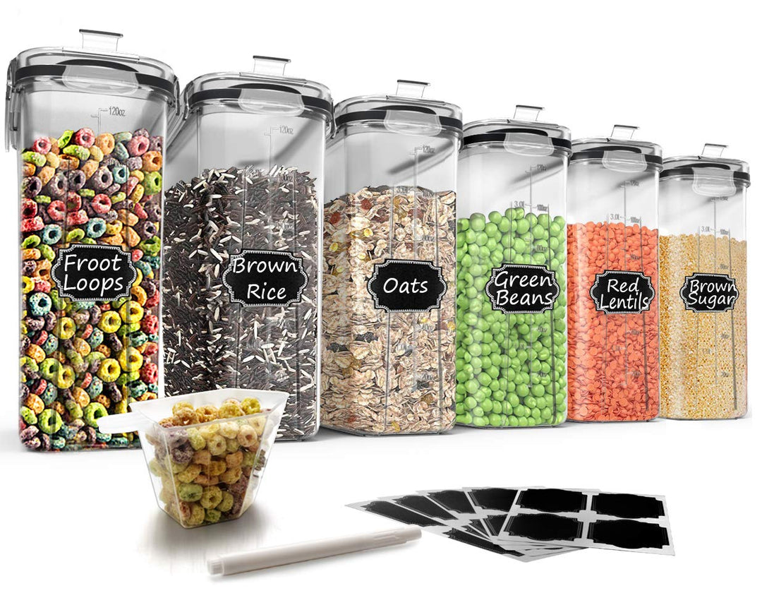 Wildone Müsli-Behälter-Set aus Kunststoff, 6 grosse (16,9 Tassen, 384 ml), luftdichte Frischhaltedos