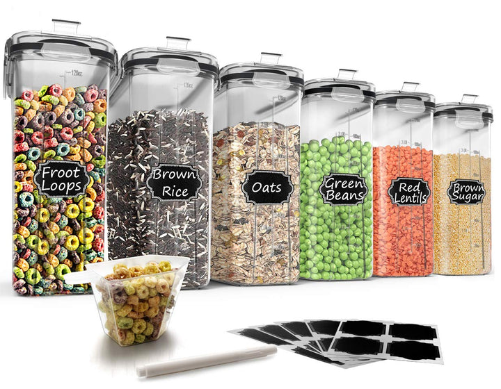 Wildone Müsli-Behälter-Set aus Kunststoff, 6 grosse (16,9 Tassen, 384 ml), luftdichte Frischhaltedos