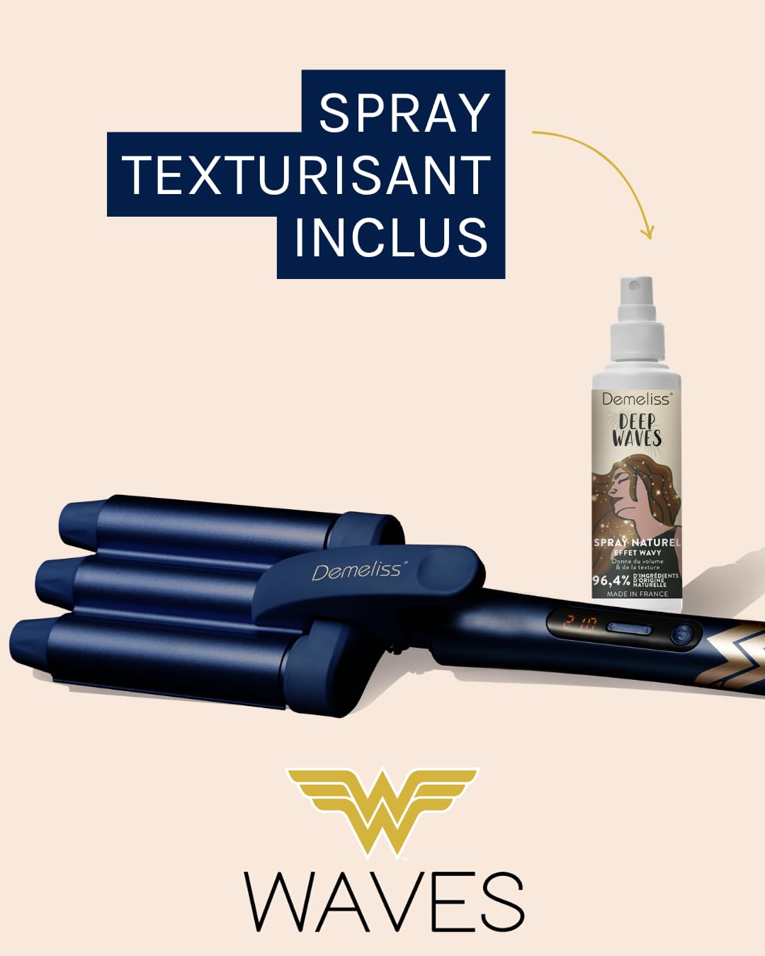 SAINT ALGUE Set Demeliss Waves Wonder Woman - Welleneisen mit Wavy-Effekt + natürliche texturierende