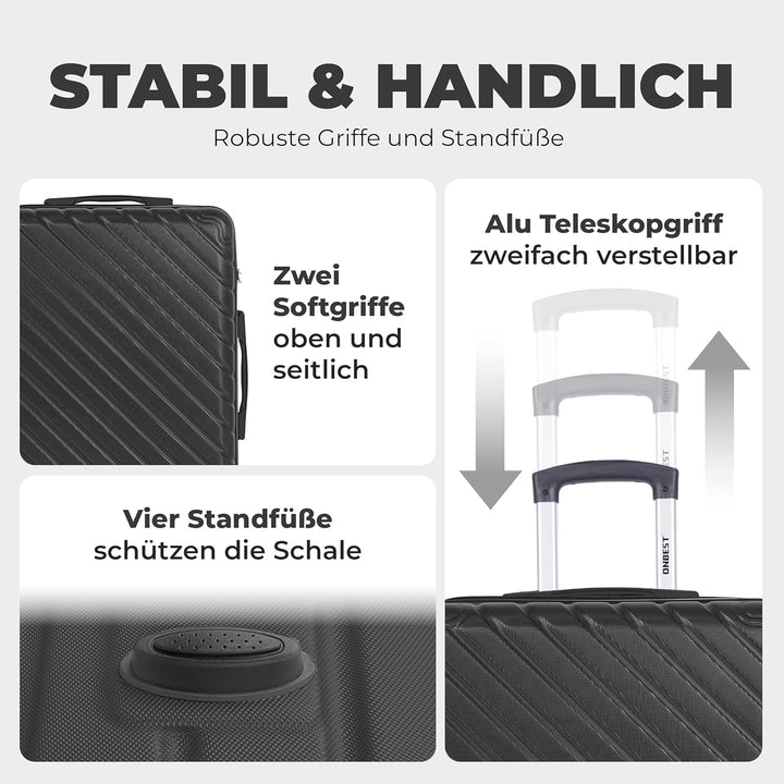 3erKoffersetXXL Komplettpaket – Sichere und leichte ABS Hartschalenkoffer 20"24"28" mit Rollen – Rei