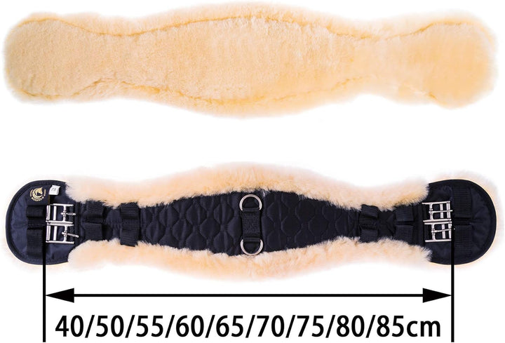 Merauno® Lammwolle Konturgurt Sattelgurt, Kurzgurt Dressurgurt, aus Qualitäts Merino Lammwolle, spez