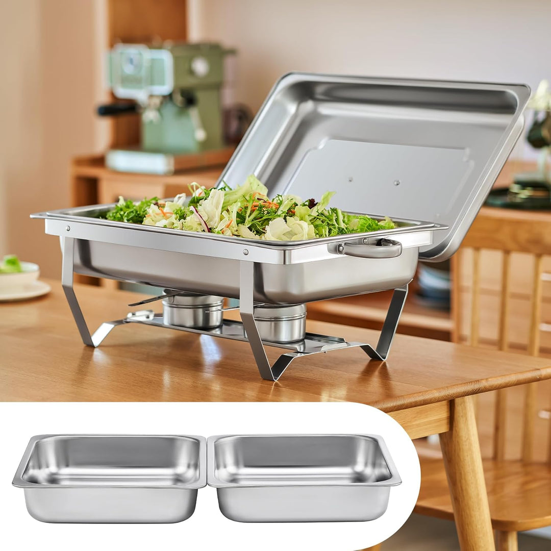 Wilprep Chafing Dish Edelstahl Buffet-Set Warmhaltebehälter Speisenwärmer Wärmebehälter Rechaud für