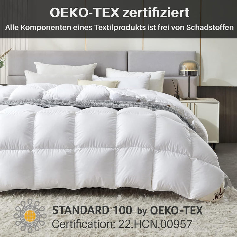 Homyrium Daunendecke 135x200 Winter 90% Daunen und 10% Federn, 100% Baumwolle Winterdecke Bettdecke