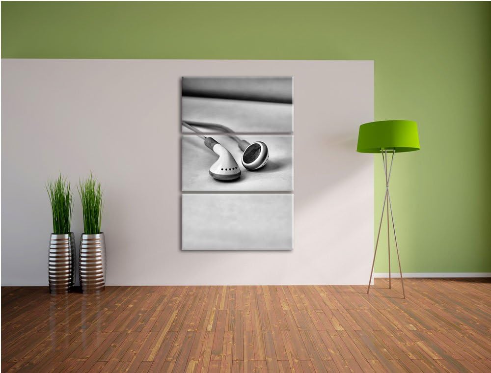 Pixxprint Kopfhörer als Leinwandbild/Grösse: 3 Teilig (120x80) / Wandbild/Kunstdruck/fertig bespannt