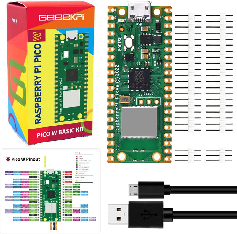 GeeekPi Raspberry Pi Pico W Basic Kit - Raspberry Pi RP2040 Chip, Wi-Fi Wireless Connectivity,Unsold