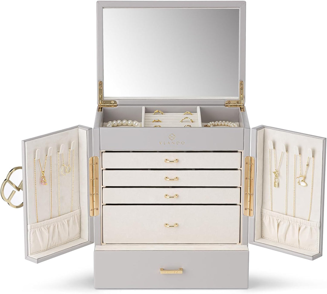 Vlando Schmuckaufbewahrung Gross, Schmuckschatulle Schmuck Organizers Gross XXL, Schmuckkästchen mit
