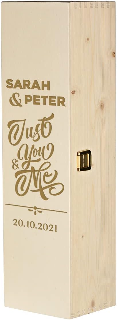 Wein Geschenkset 2-TLG - personalisiert mit Wunschgravur - 1x gravierte Weinflasche 700 ml und 1x Ho
