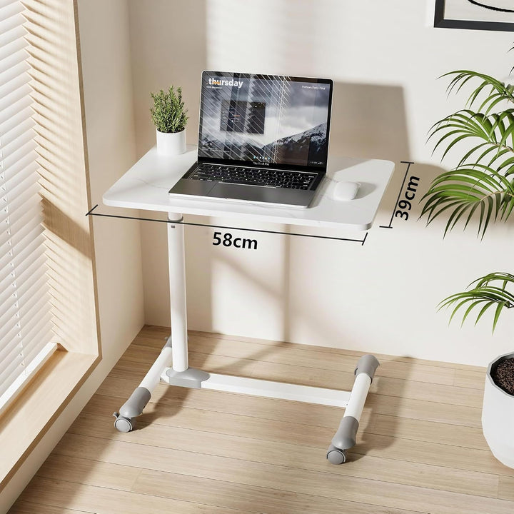 ETHU Betttisch auf Verriegelbaren Rollen Ergonomischer Mobiler Pflegetisch Höhenverstellbarer Laptop