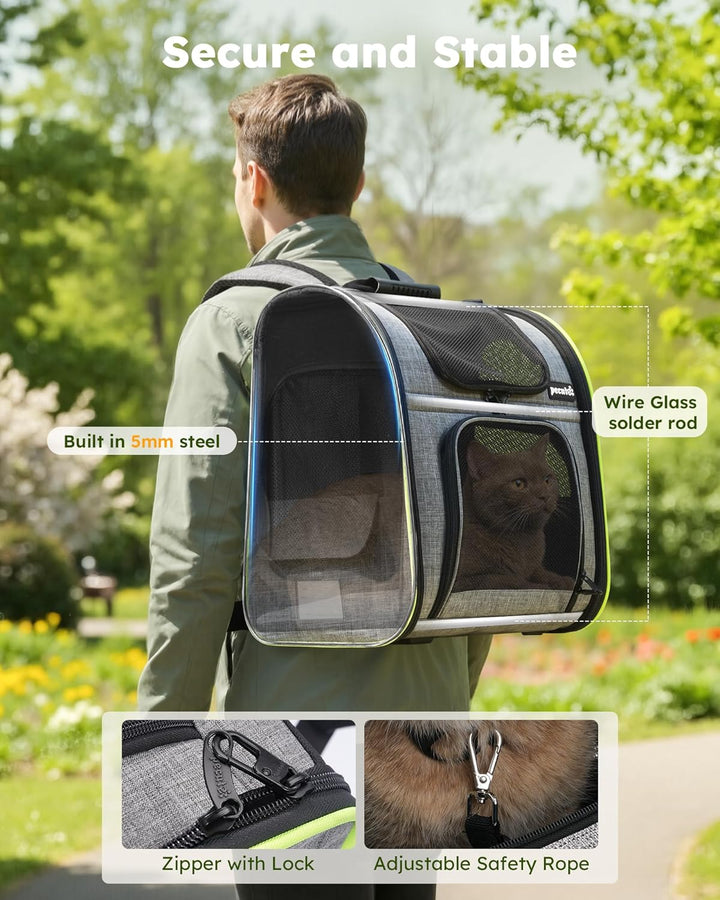pecute Hunderucksack, Erweiterbar Faltbar, Katzenrucksack Grosse Katzen mit Anti-offener Reissversch