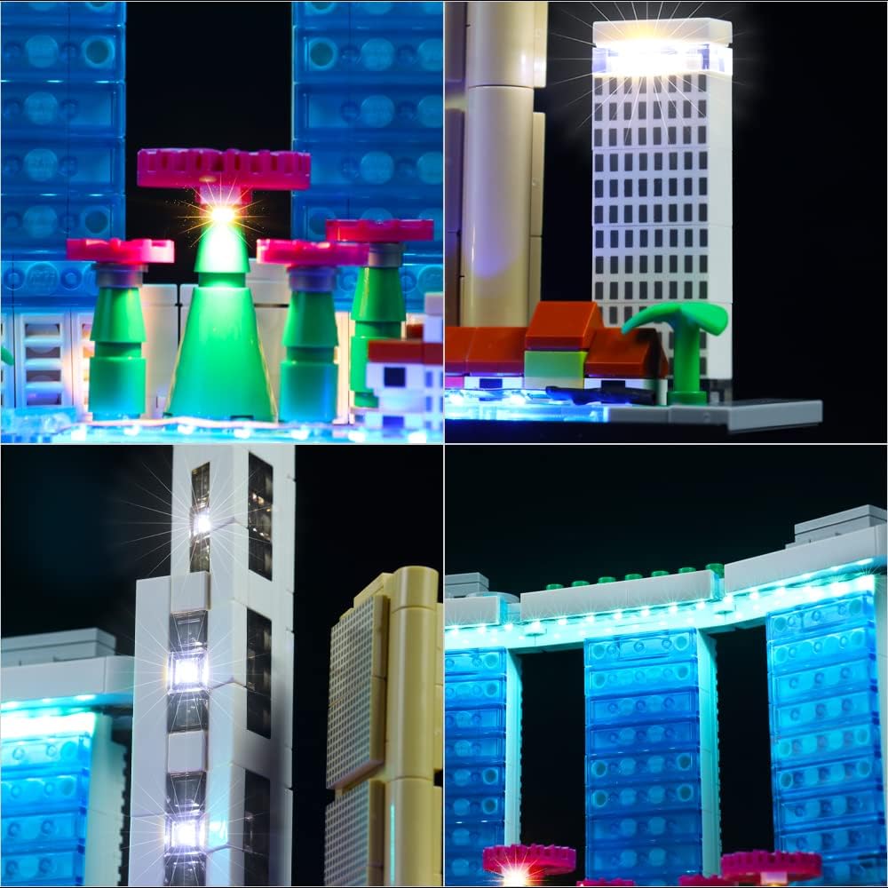 Led Licht Set für Lego Architecture Singapur,Dekorations Led Beleuchtungs Set für Lego 21057 Skyline