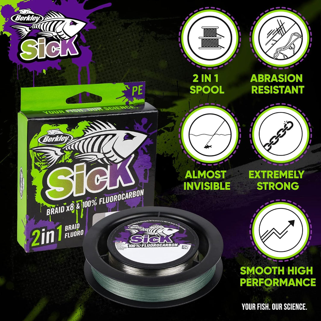 Berkley Sick Braid and Fluorocarbon Leader Pack – Kombination aus super glatter 8-fach geflochtener