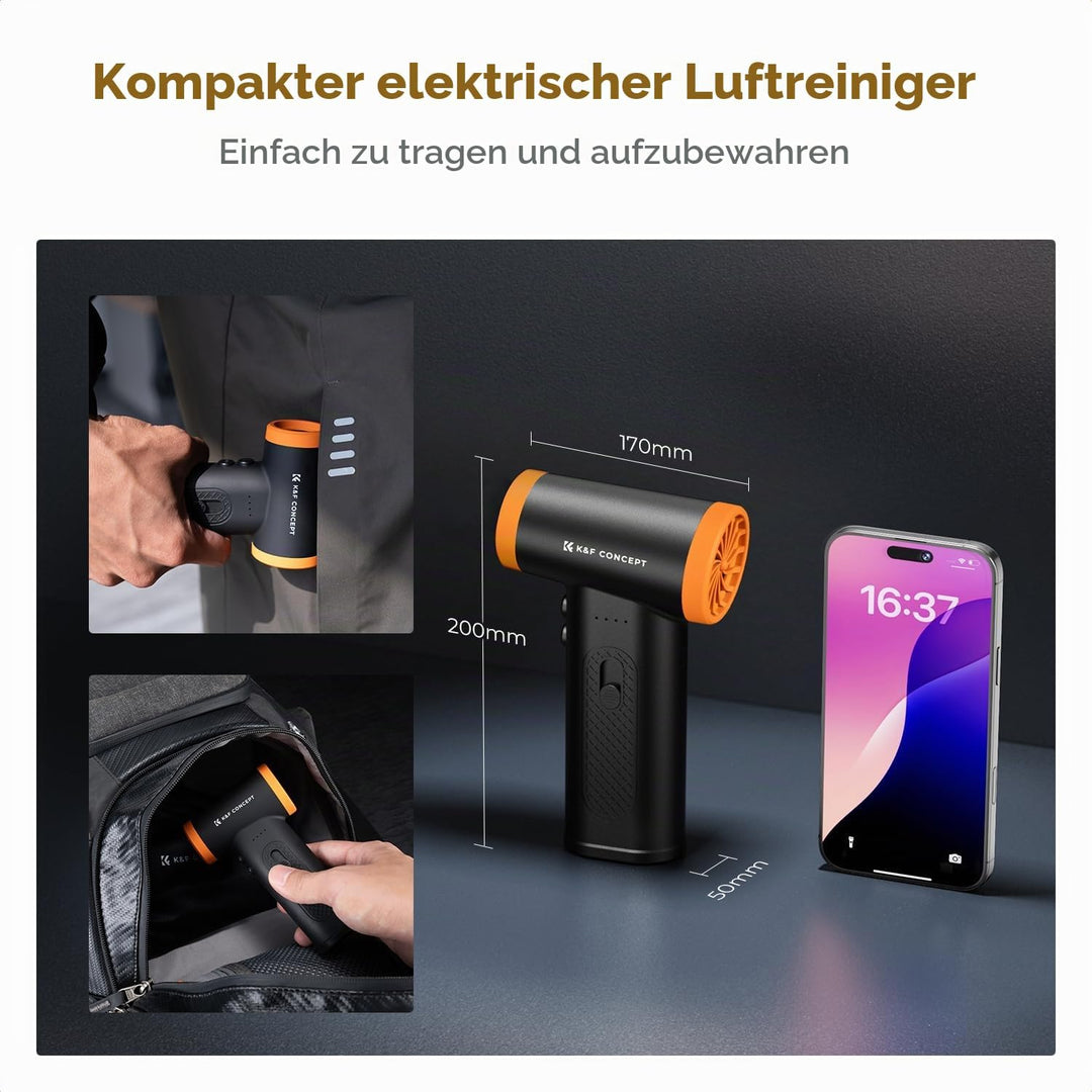 K&amp;F CONCEPT Elektrische Staubgebläse mit LED-Licht, 120000 RPM, 5000mAh Akku, Stufenloses Getriebe,W