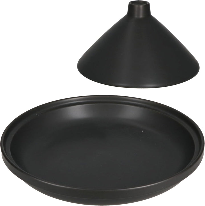 MamboCat Tajine aus Steingut matt schwarz I orientalische Schmorform mit Deckel I moderne Servier- &