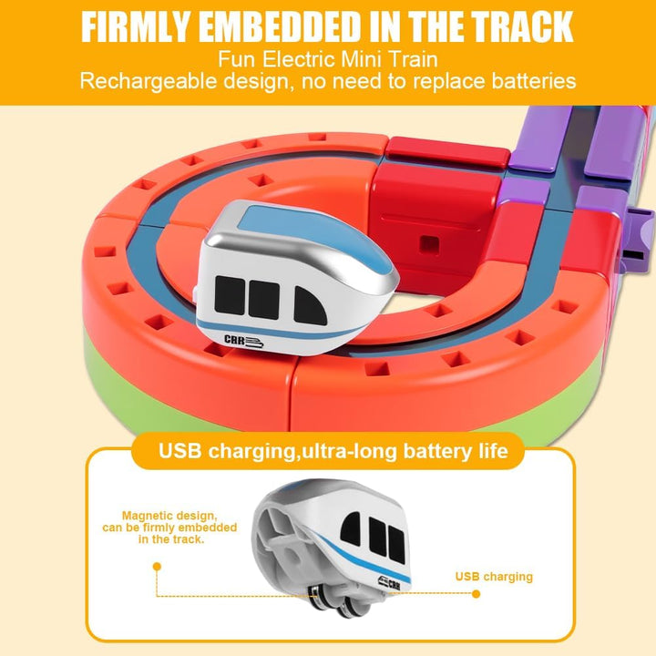 68 Stück Clickrail Electric Train Set, Magisches Schienen WüRfel Zug Set, Cube Track Block Zug mit S