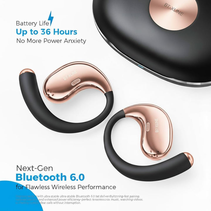 Micool Open-Ear Kopfhörer Bluetooth 6.0, Clip-On Ohrhörer Kabellos mit 36H Spielzeit, Geräuschreduzi
