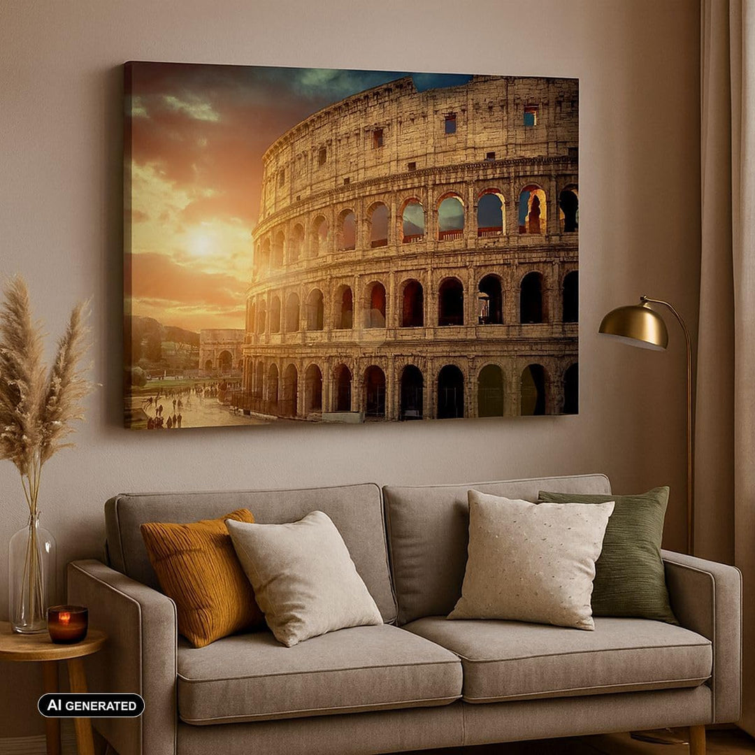 Bilder auf Leinwand Coloseum Roma Architektur Italien Leinwandbild 70x50cm Wandbilder Dekoration Woh
