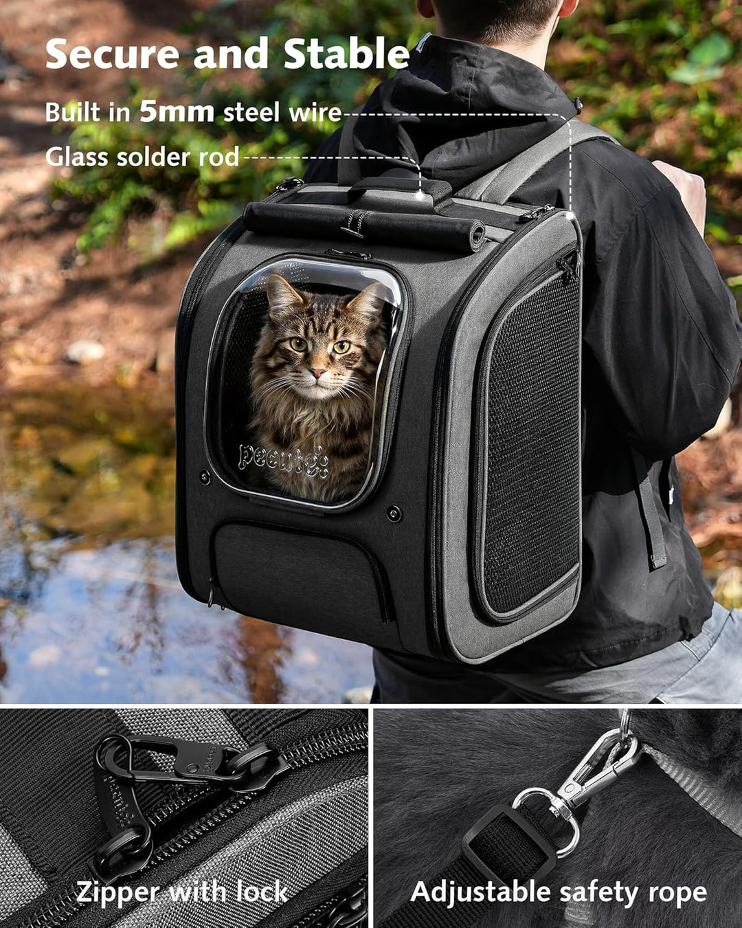 pecute Katzenrucksack Bubble Haustier Rucksack mit Netzfenster, Tragbare und Faltbare Katzentasche,
