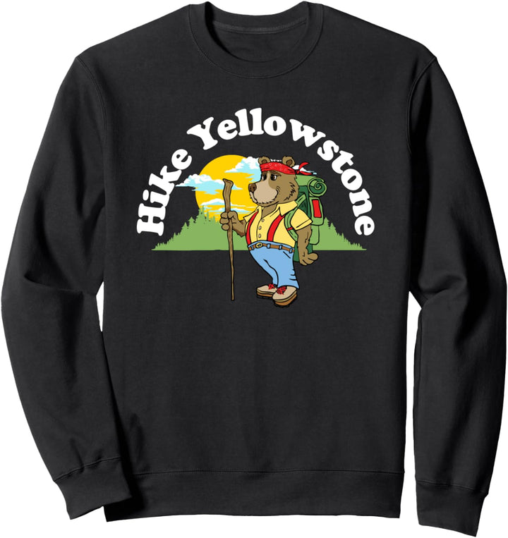 Hike Yellowstone! Cute & Funny Retro Bear Hiking Sweatshirt
