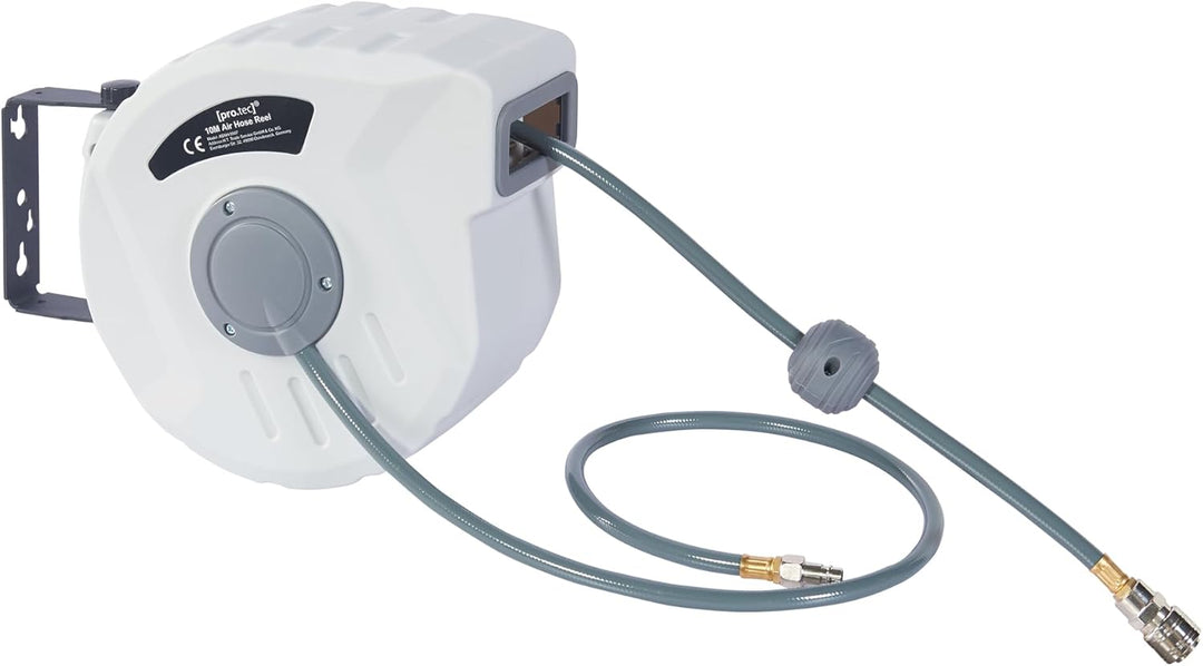 pro.tec Druckluftschlauchtrommel Nassau 180° Schwenkbarkeit Druckluftschlauch 10m + 1m Schlauchtromm