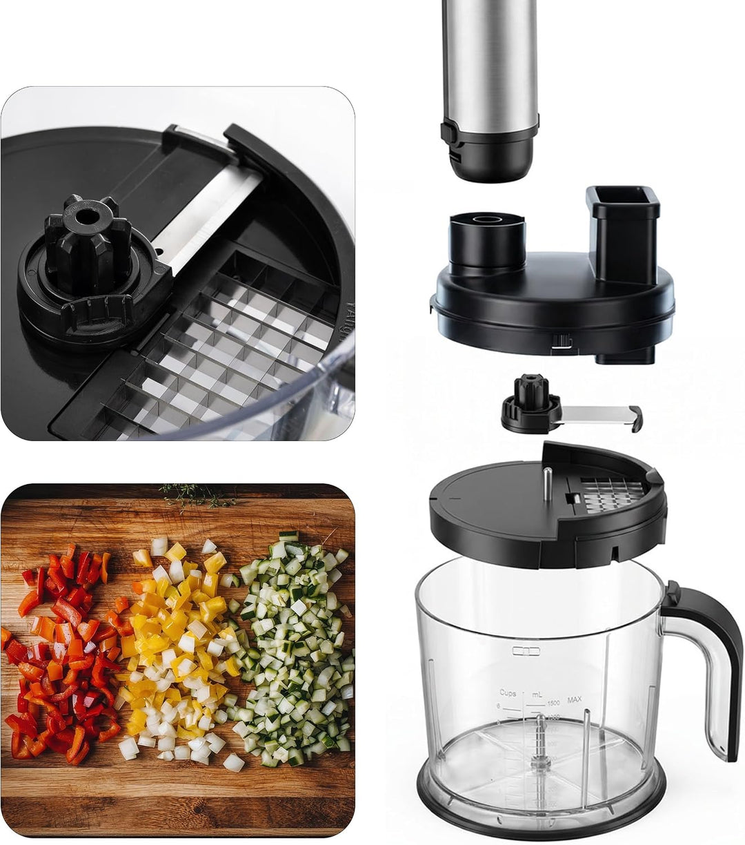 LEHMANN Stabmixer Set 2000 W, Multifunktions Pürierstab 10-in-1, 12 Stufen &amp; Turbo-Funktion, 12 Zube