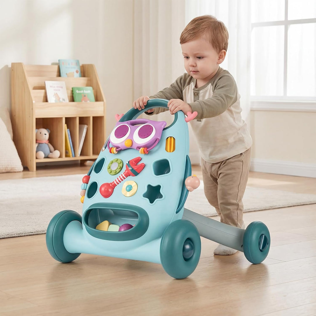 COSTWAY Lauflernwagen Baby, Lauflernhilfe mitovalem Spieler & Formen-Sortierer, Laufhilfe mit Rassel