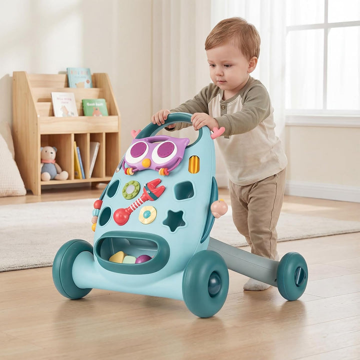 COSTWAY Lauflernwagen Baby, Lauflernhilfe mitovalem Spieler & Formen-Sortierer, Laufhilfe mit Rassel