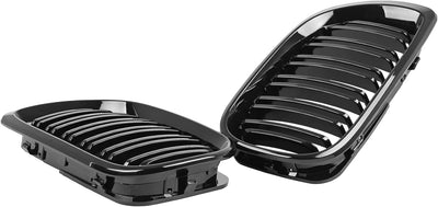 DOCAS Kühlergrill für 3er E46 4 DOOR 4D 2002-2005 Nieren Doppelsteg Sport Glanz Schwarz 3er E46 4 DO