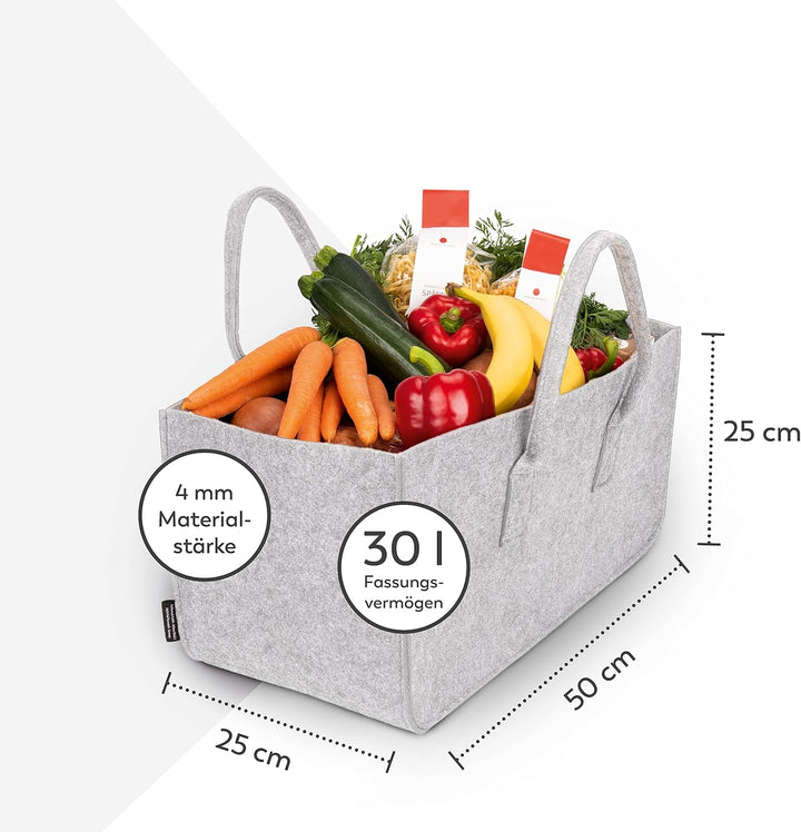 Rubberneck Allzweck Filztasche mit Tragegriffen aus Filz, Faltbare Einkaufs-Taschen mit Henkel, Eink