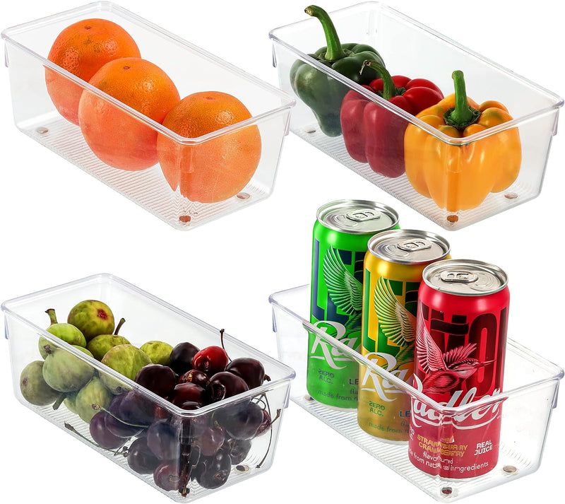 Kurtzy Kühlschrank Organizer Box Set für Küche, Schränke (4Stk) Plastik Organizer 20cm Lang, Ordnung