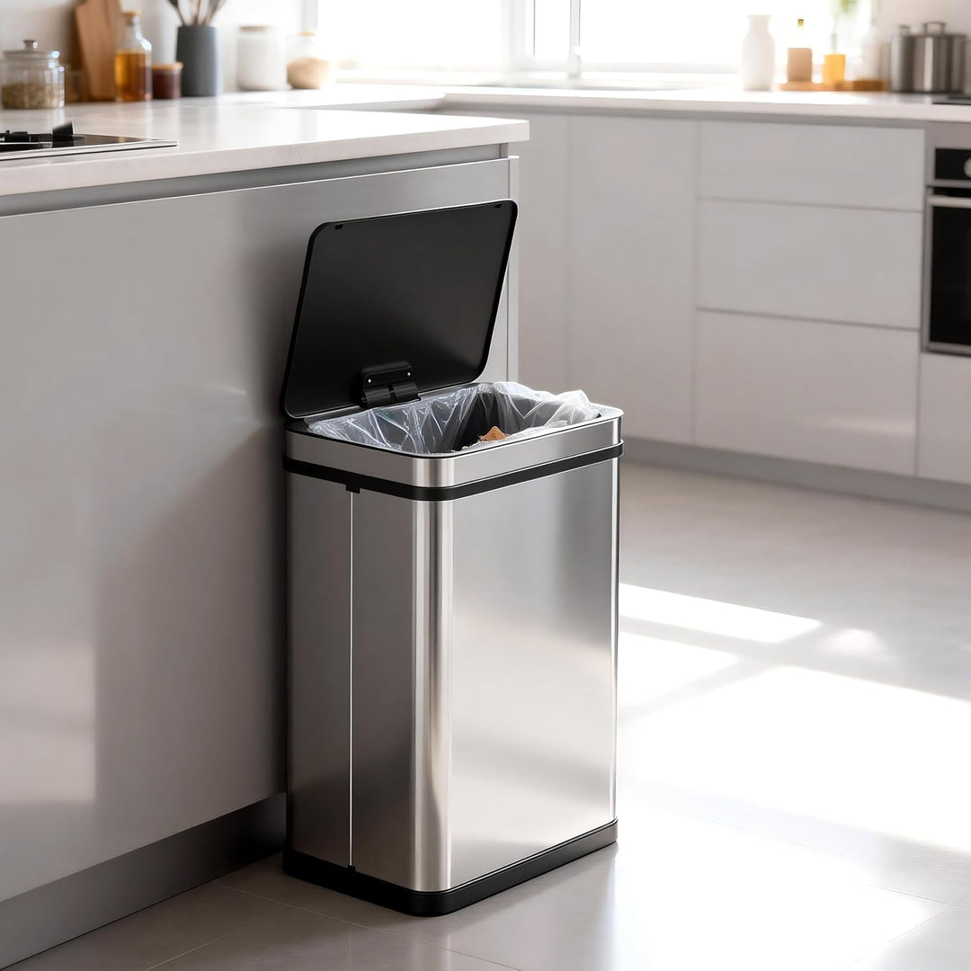 Ribelli Edelstahl Mülleimer 30 Liter - Abfalleimer mit Sensor - Automatisches Öffnen und Schliessen