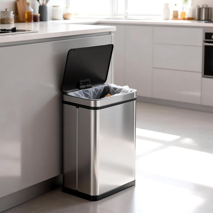 Ribelli Edelstahl Mülleimer 30 Liter - Abfalleimer mit Sensor - Automatisches Öffnen und Schliessen