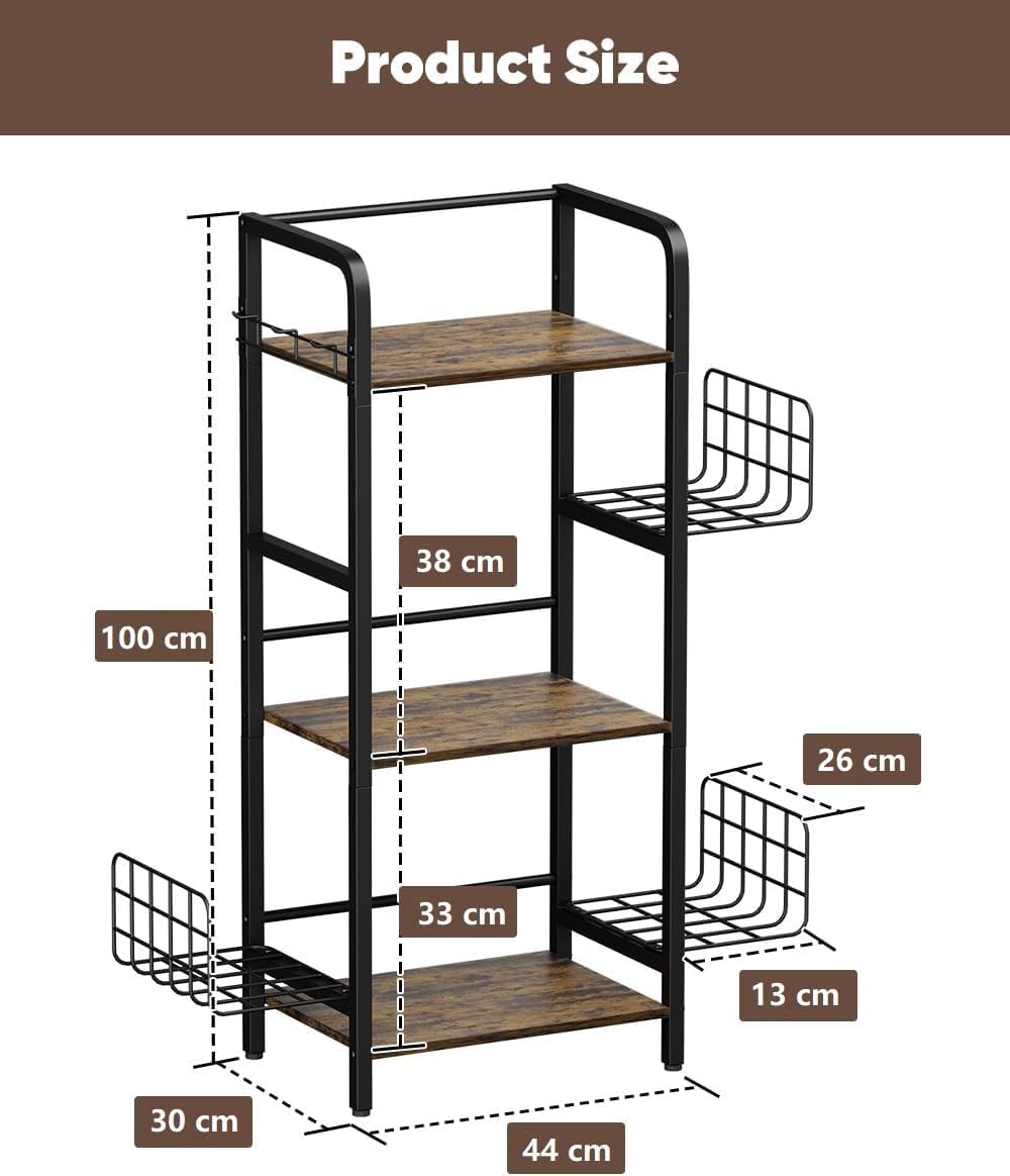 Garbuildman 3-stöckiges Handtaschen-Organizer-Regal, Holz & Metall, Aufbewahrungsständer mit verstel