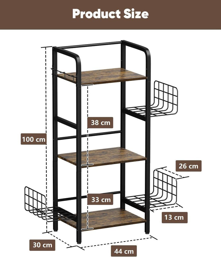 Garbuildman 3-stöckiges Handtaschen-Organizer-Regal, Holz & Metall, Aufbewahrungsständer mit verstel