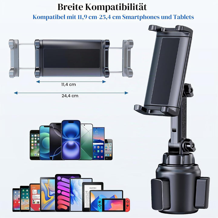 Cup Holder Telefon Tablet Mount für Auto, LKW, 360 ° drehbarer Standhalter und Verstellbarer Arm, ko