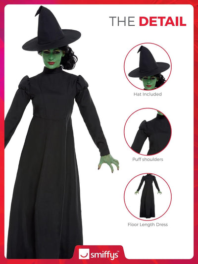 Wicked Witch Costume, Black (S) S - UK Size 08-10 Schwarz, S - UK Size 08-10 Schwarz