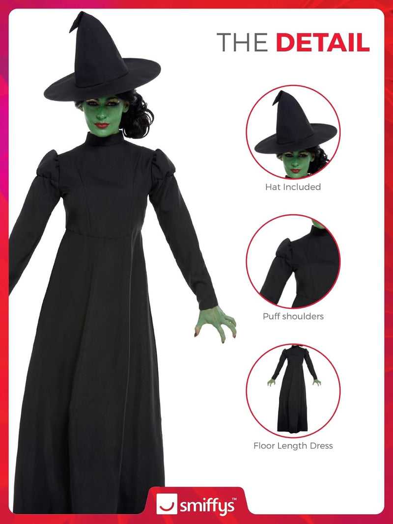 Wicked Witch Costume, Black (L) L - UK Size 16-18 Schwarz, L - UK Size 16-18 Schwarz