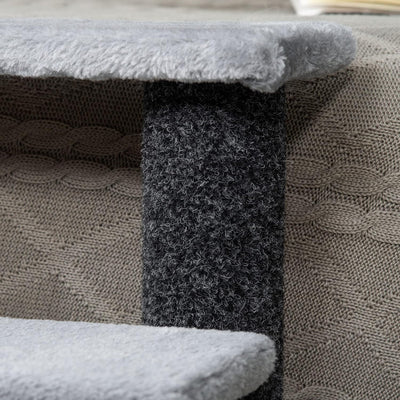 PawHut Haustiertreppe Katzentreppe mit Kratzbaum Ball 4-stufige Hundetreppe Tiertreppe Spanplatte Pl