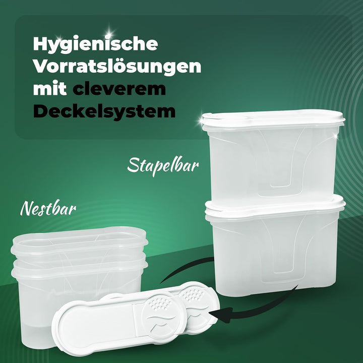 Novaliv Schüttdosen 6er SET Vorratsdose zum Streuen 1,3 Liter - Masse (LxBxH): 22 x 13 x 8,5 cm - Do
