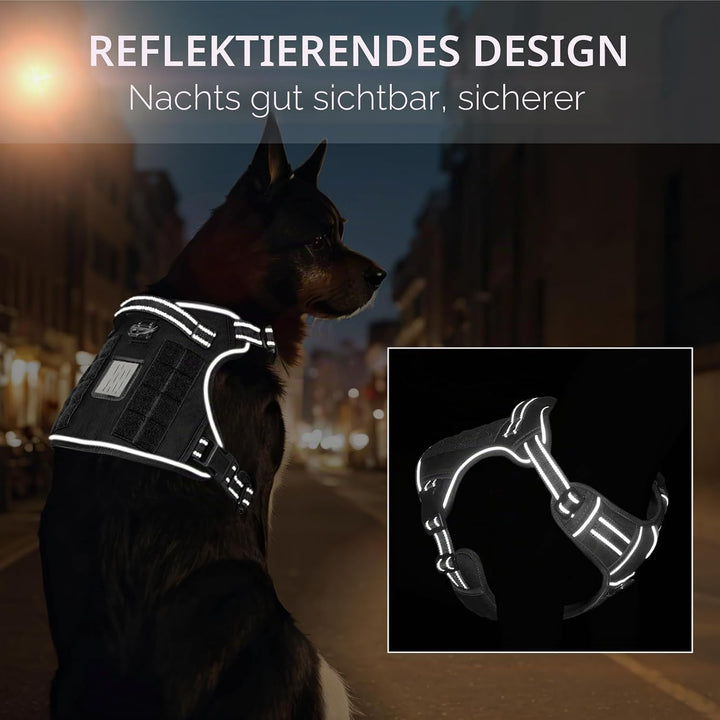 HEELE Hundegeschirr, Metall Taktisches Geschirr, Taktische Hundeweste, Service Hundegeschirr, MOLLE