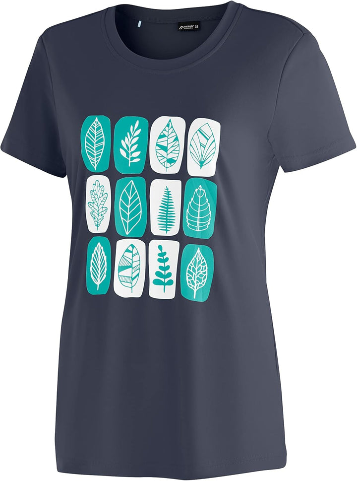 Maier Sports Damen Waltraut Print T-Shirt 36 Blau, 36 Blau